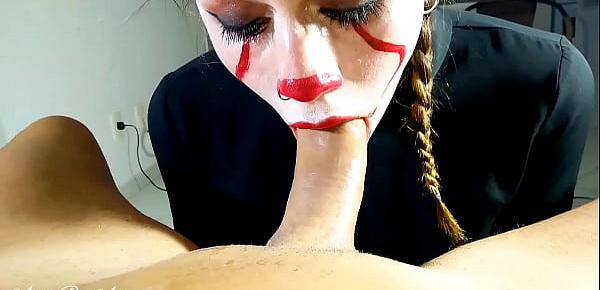 trendsHalloween "IT" deep throat extreme and cum swallow!!! -RED video complete-